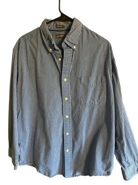 St. John's Bay Blue and White Striped Button-Down Shirt